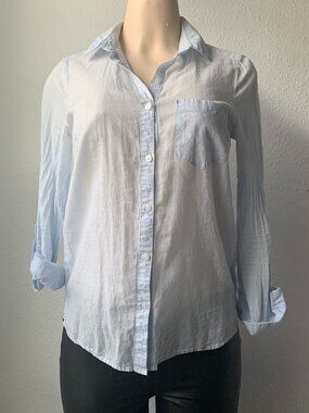 Rosette by Be Cool Light Blue Striped Button Down Shirt Cotton Womens Small